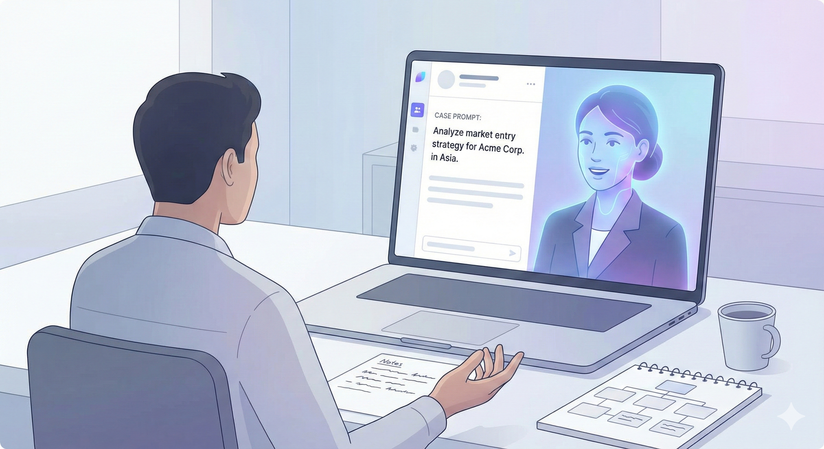 AI case interviewer giving feedback